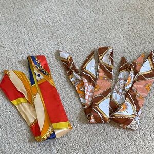 Elegant Silk Scarf Set - Red and Brown